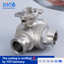 Industrial Equipment Clamp End Three Way Ball Valve